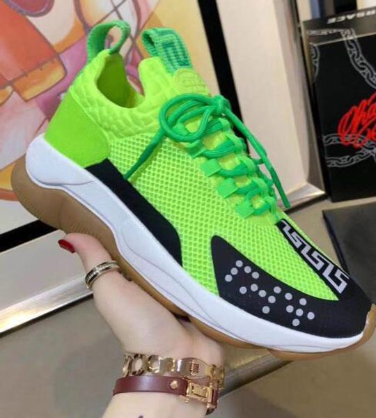 

chain reaction casual designer sneakers sport fashion men women casual shoes trainer lightweight link-embossed sole with dust bag cccv14, Black