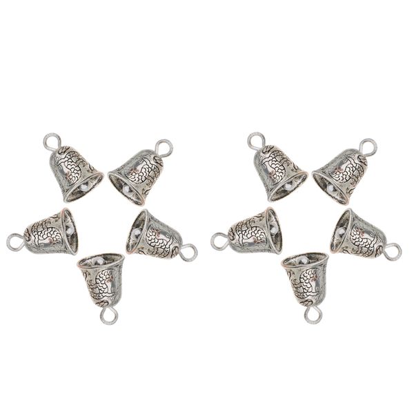 

10 pieces antique silver jingle bell charms pendants diy finding crafts, Black