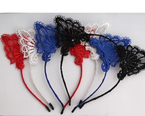 Fasce sexy in pizzo vuoto Copricapo di moda Fascia per capelli in tessuto per orecchie di gatto carino Accessori per capelli europei e americani all'ingrosso