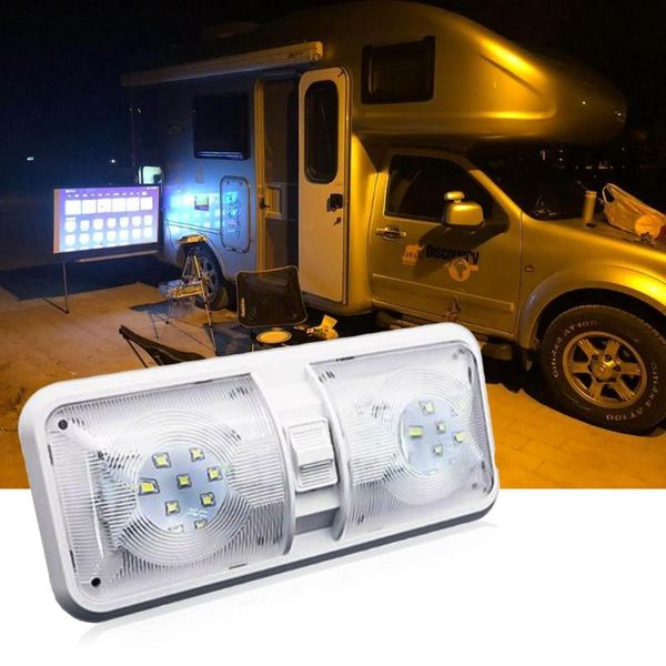 

1/2pcs rv led 12v fixture ceiling campers trailer marine 800lm 48 leds double dome light for caravan motorhomes