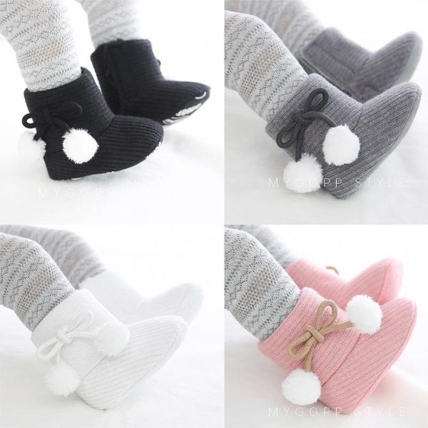 

cysincos baby girls boys polka dot knitting boots casual sneakers non-slip soft soled walking shoes autumn winter infants shoes, Black;grey