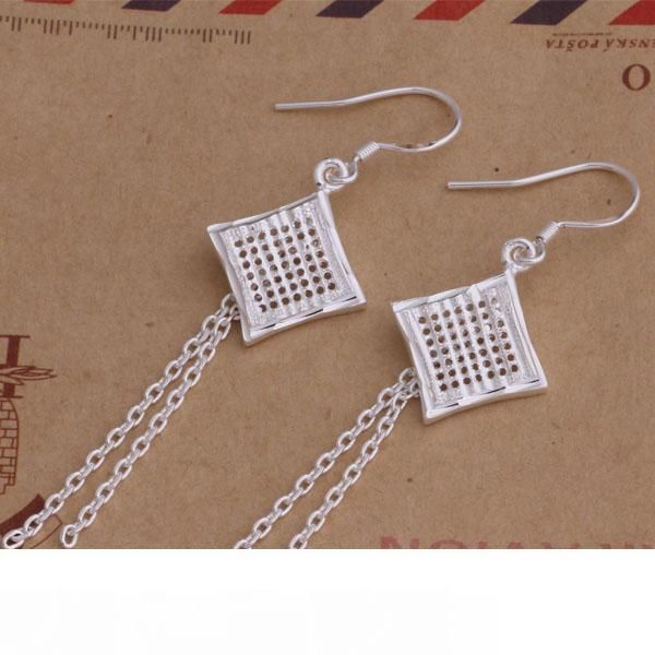 

fashion (jewelry manufacturer) 40 pcs a lot rhombic tassel earrings 925 sterling silver jewelry factory price fashion shine earrings ae007