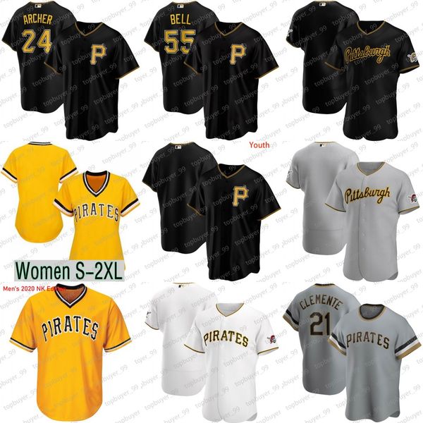 

mens women's youth pittsburgh josh bell roberto clemente chris archer bryan reynolds kevin newman jung ho kang cabrera 2020 pirates jer, Blue;black