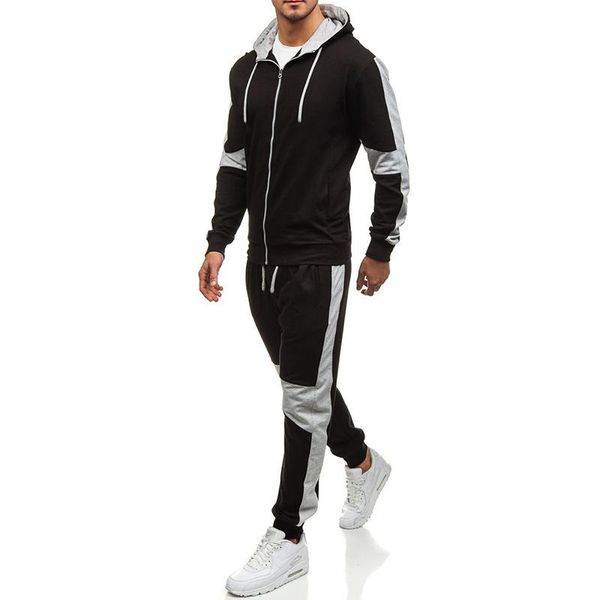 

new 2019 western men zipper hooded hoodie sweatpants loose-fitting outdoor fitness suit size -3xl, Gray