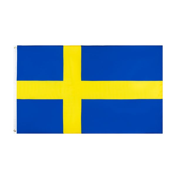 3x5Fts 90x150cm Bandeiras Nacionais Bandeira Sueca Bandeiras da Suécia Bandeira Sveriges bandeira Bandeira Bandeira de Poliéster para Decoração Interior e Exterior Direto da Fábrica Atacado