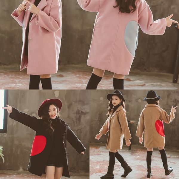 

zhongda girls 2020 cotton children's tide zhongda girls 2020 cotton children's en wool wool coat woolen coat tide, Blue;gray