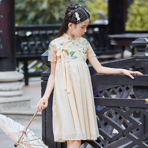 

new kids hanfu dress children tang suit chinese traditional and ancient short sleeve hanfu chinese folk dance costume dql1400, Black;red