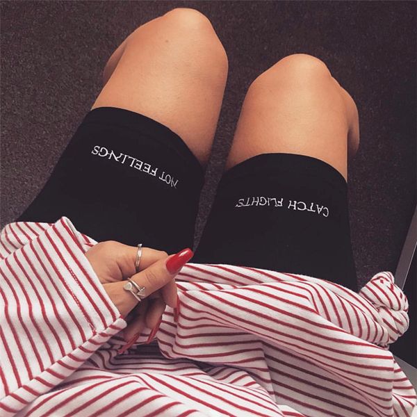 

autumn new women's wear high-end letter embroidered fitness shorts, White;black