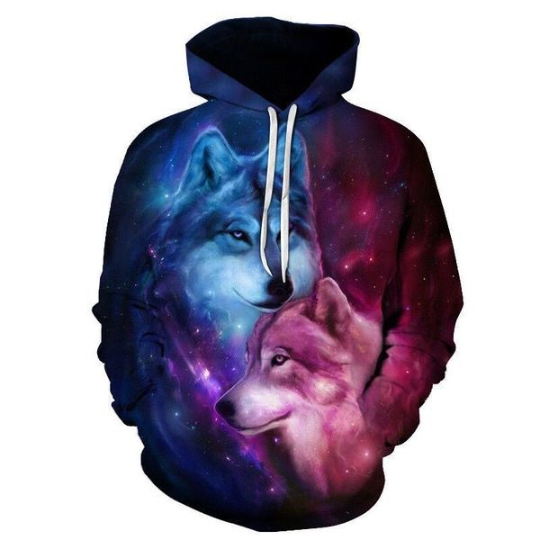

wolf printed hoodies men 3d hoodies brand sweatshirts boy jackets quality pullover fashion tracksuits animal streetwear out coat, Black