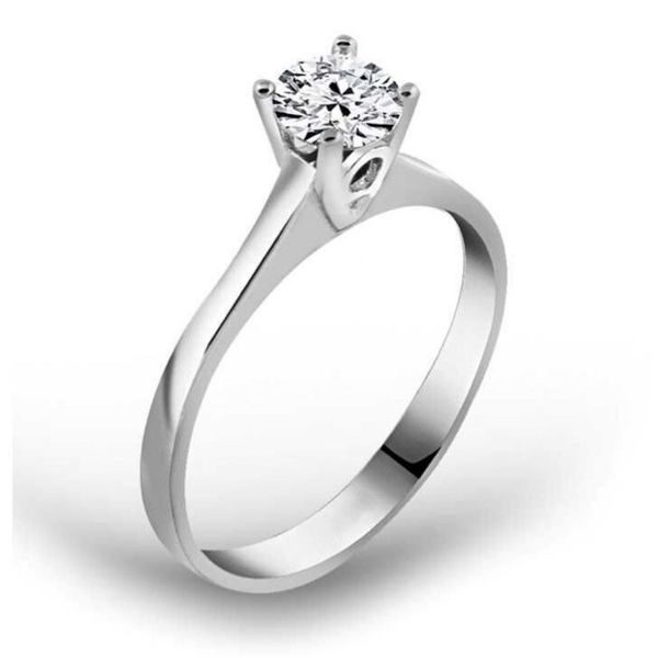 

5 mm white gold model silver simple elegant engagement ring, Golden;silver