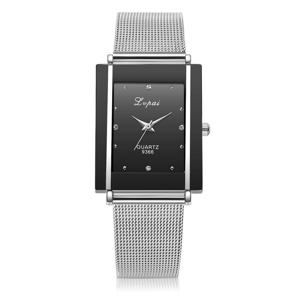 

new women's quartz watch luxury steel mesh strap black white square dial precise quartz watches exquisite workmanship, Slivery;brown