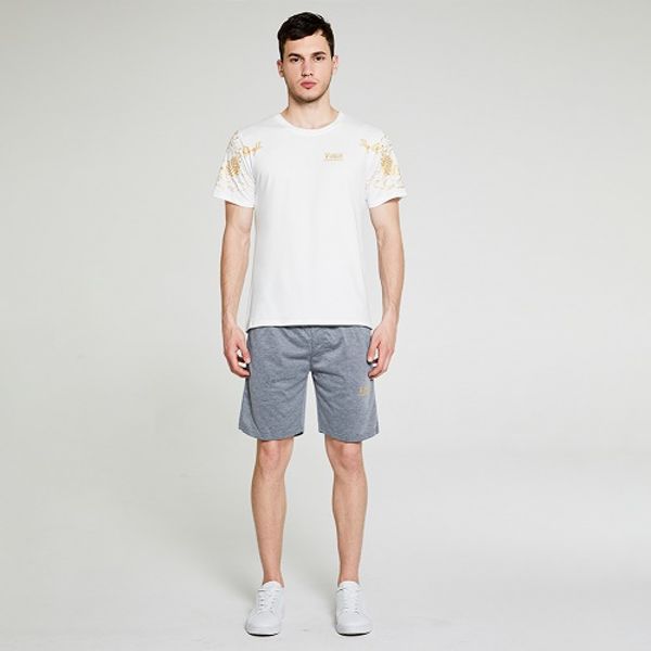 

2020 designer spring and summer running sports suit short sleeve dragon print atmospheric comfortable pants two piece set for, Gray