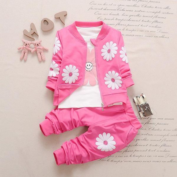 

3pcs 0-3 years baby girls sunflower stylish pure cotton long sleeve coat+long sleeve t-shirt+pants girl clothes set, White