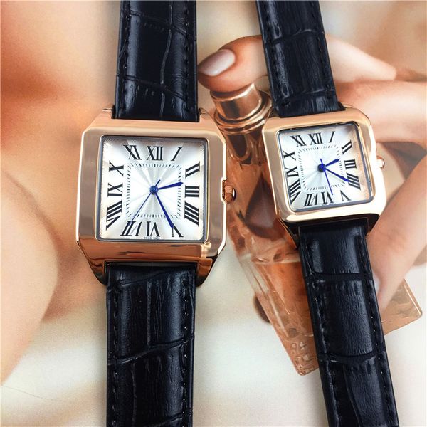 

square dial face fashion brand lovers watches luxury man woman watch genuine leather lady dress wristwatch male quartz japan movement, Slivery;brown