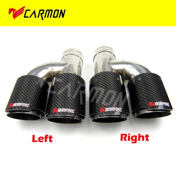 

universal auto akrapovic dual exhaust tip straight edge carbon fiber + stainless steel double end pipe for car accessories
