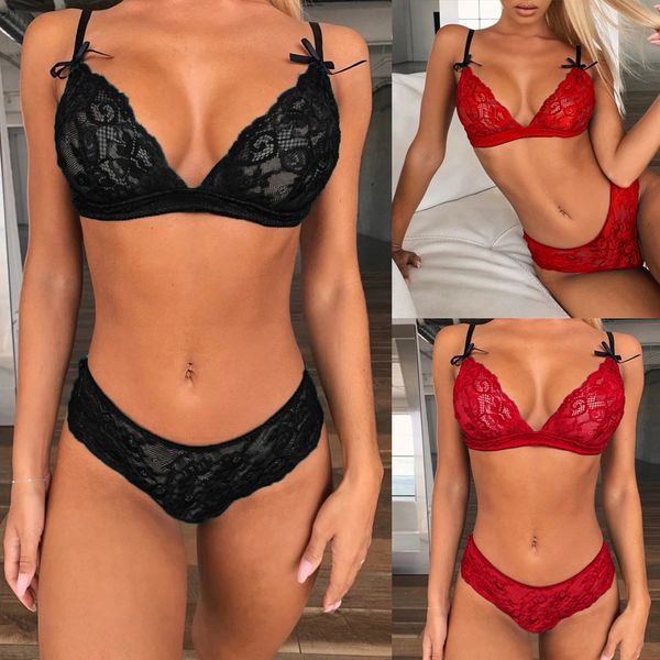 

brand 2019 new intimates bra set wire underwear lace lingerie push up bralette comfortable bra and panty sets@50, Red;black