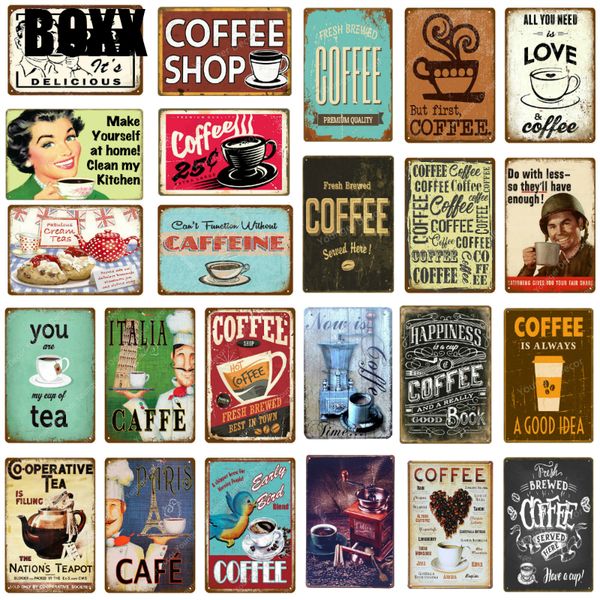 

италия чай свежесваренный кофе плакат старинные металлические вывески домашний декор паб кафе магазин мемориальная доска настенные декоратив