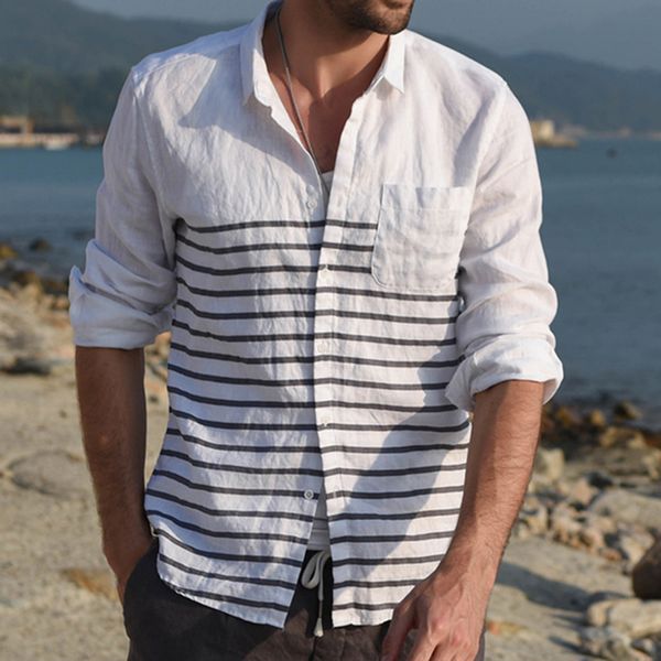 

men's shirts beach summer printed t-shirt fashion blouse plus size button down lapel collar long sleeve, White;black