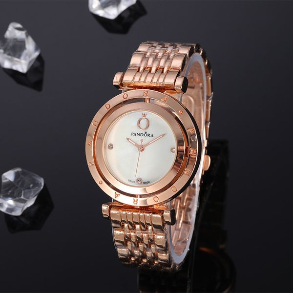 

popular luxury ladies steel watch 360-degree rotating dial fashion gold watch quartz movement brand dress business watch reloj de pulsera, Slivery;brown