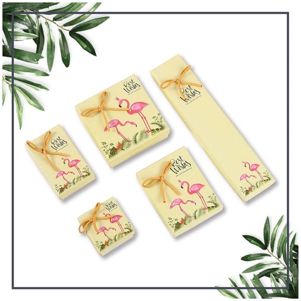 

[ddisplay]ins style flamingo yellow jewelry gift box glamour ring boxes monthly earring small jewelry display fineness necklace package box, Black;white