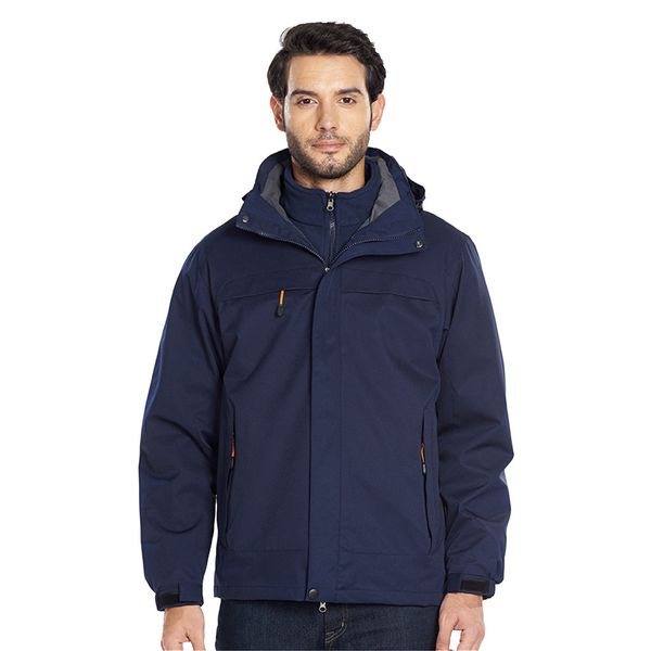 

autumn mens softshell hiking jackets windproof mens new outdoor mountaineering clothing two piece three-in-one warm coat, Black;brown