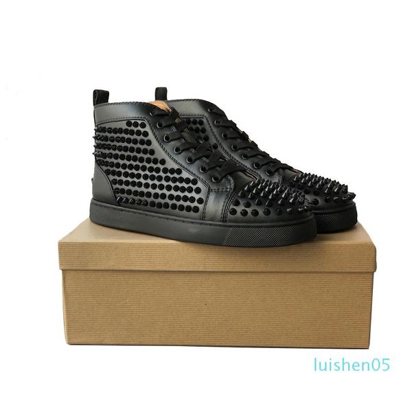 

designer shoes spikes red bottom sneakers mens shoes leather casual trainers shoes pik pik studded sneakers al05, Black