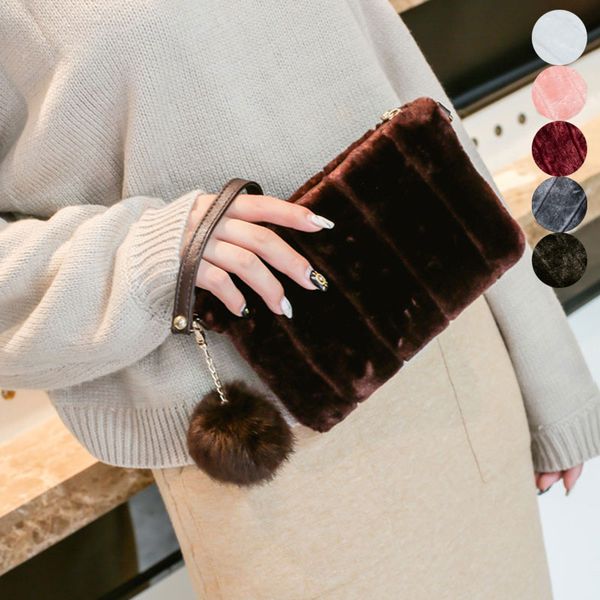 

autumn winter women fashion plush velvet envelope clutch bag ladies girls casual handbag purse pu strap shoulder bags ab@w3