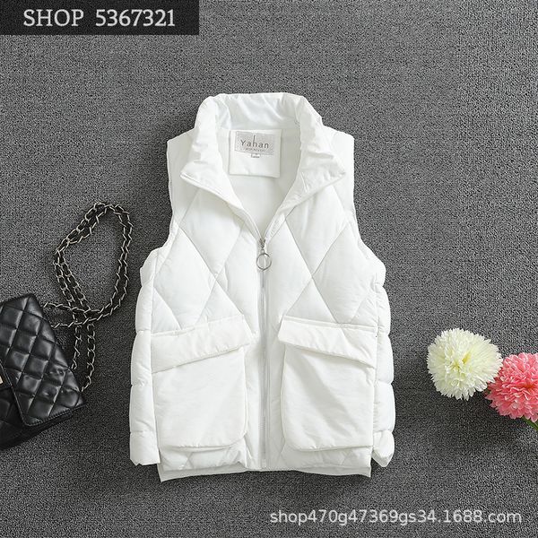 

tide student original the night wind thickening cotton-padded clothes vest short fund easy cotton vest woman loose coat tide, Black;white