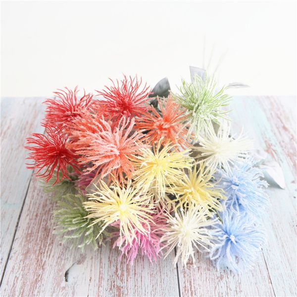 

3 forks artificial glitch plant simulated sea urchin fake plant new peculiar flower for home party office decor artificial flower