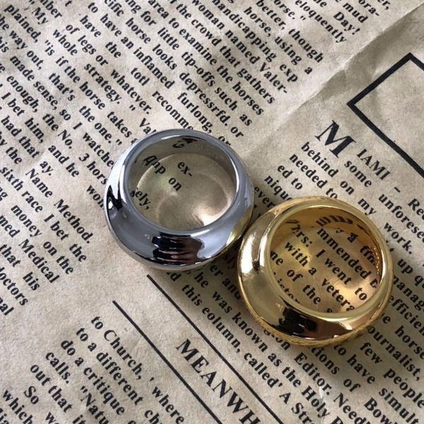 

европейский холодный металл ветер дизайнер простой золото и белое золото кольцо bague anillos mujer anel aneis anelli женщины кольцо bisuter, Silver