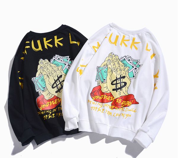 

designer mens sweater new brand no cap fleece mens luxury sweatshirt with hip-hop style print fashion and casual style size s-5xl wholesales, Black
