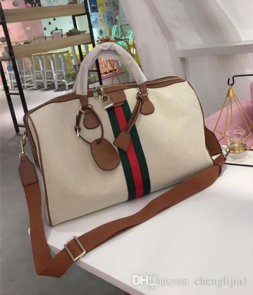 

Red and green tripe plicing canva bo ton one houlder oblique cro with the bag duffel duffle hand luggage travel men handbag women