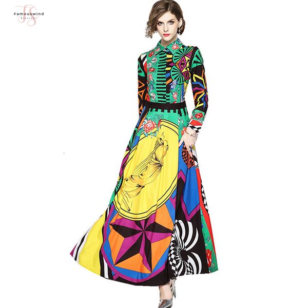 

new vintage runway dress long sleeve maxi dress womens turn down collar hit color rose floral print designer long dress, Black;gray