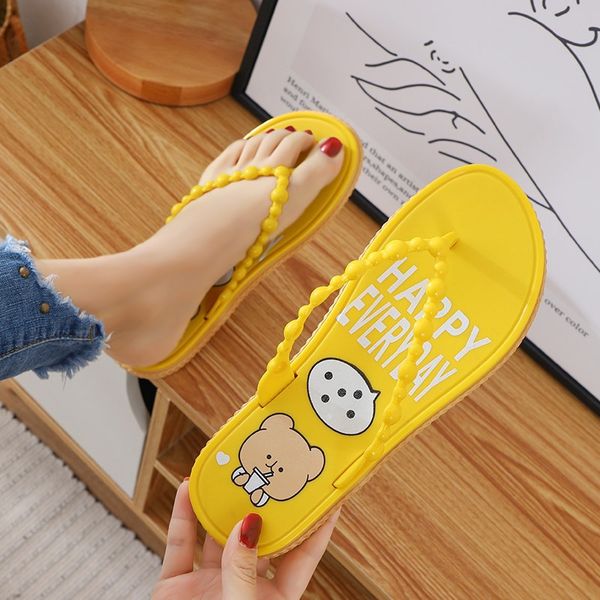 

summer non-slip fashion wear indoor flip-flop flip-flops female home bath bathroom cute slipper, Black;red