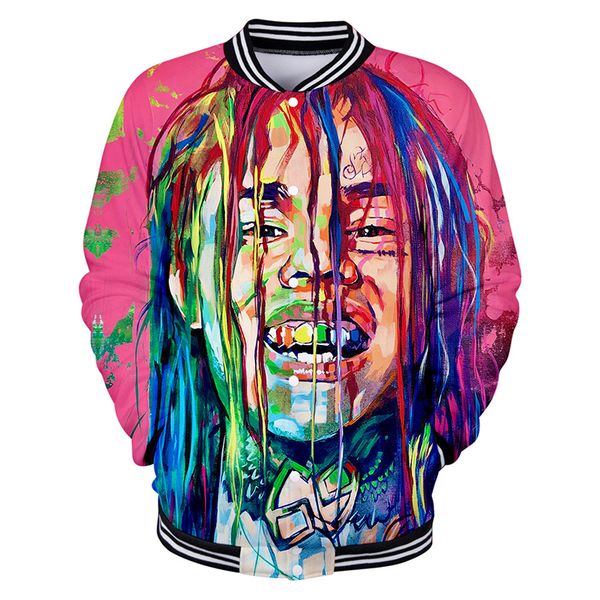 

6ix9ine fashion hip hop 3d baseball jacket men women hoodie sweatshirts coats casual long sleeve 3d hoodies jackets, Black;brown