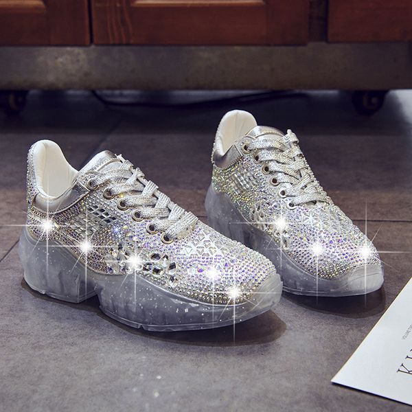 

designer casual shoes crystal detail sneakers shoes for womens lacu up transparent platform sole high outdoor chaussures ck25011241, Black