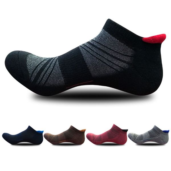 

5 pairs/lot spring autumn thick half terry sport socks men outdoor running hiking socks breathable cotton leisure sport, Black