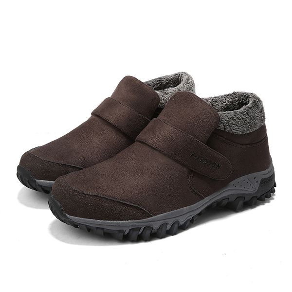 

new men boots winter fur warm snow boots casual men winter work shoes footwear fashion plush ankle, Black