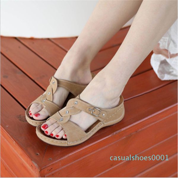 

women summer shoes for women sandals vintage anti-slip breathable wedge platform sandals crystal open toe female shoes c01, Black