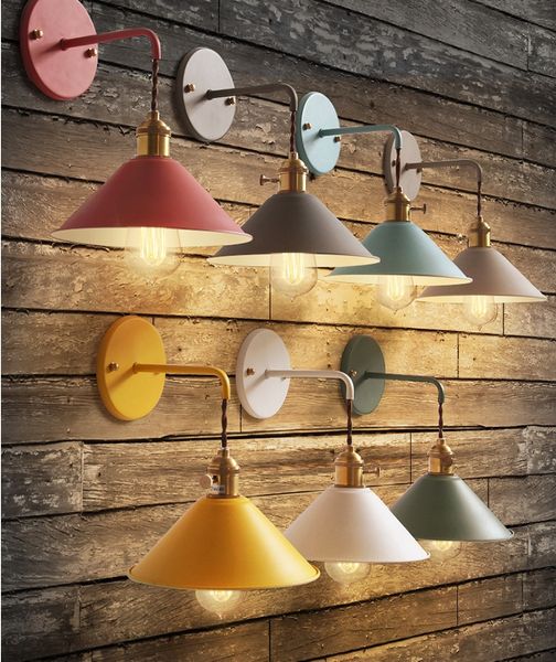 

colorful e27 modern industrial loft rustic metal wall lamp sconce