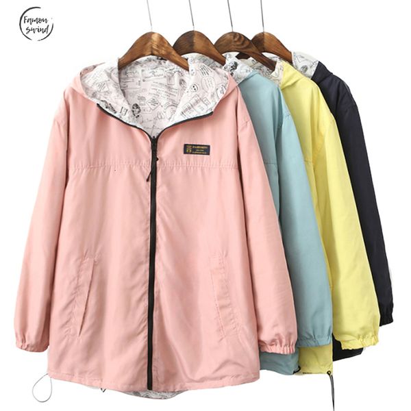 

женщины куртка новый 2019 женщин способа bomber мультфильм молния с капюшоном два боковых одежды карман для печати outwear водолазка сыпучие, Black;brown