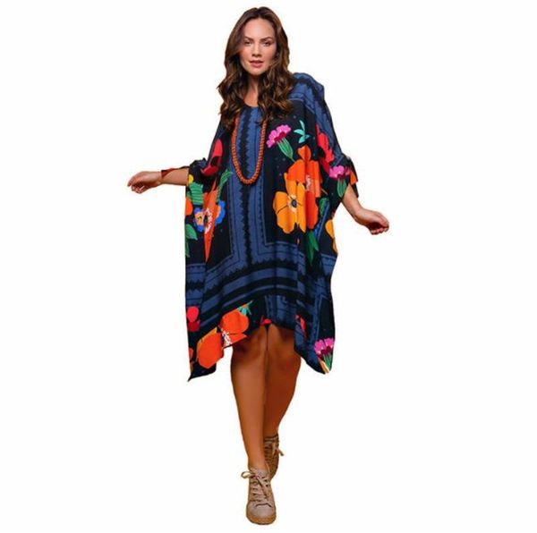 

loose womens designer dresses floral printed size womens summer beach dress in the middle east style clothing, Black;gray