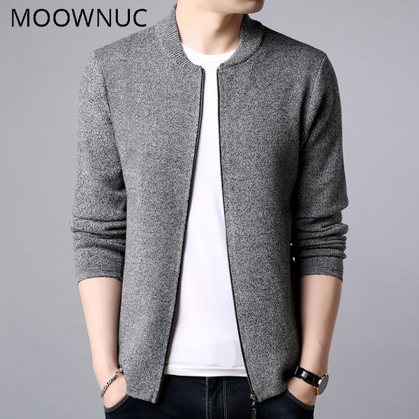 

fashion sweater pure colour classic style men slim mwc o-neck casual cardigan autumn keep warm long sleeves brank moownuc winter, White;black