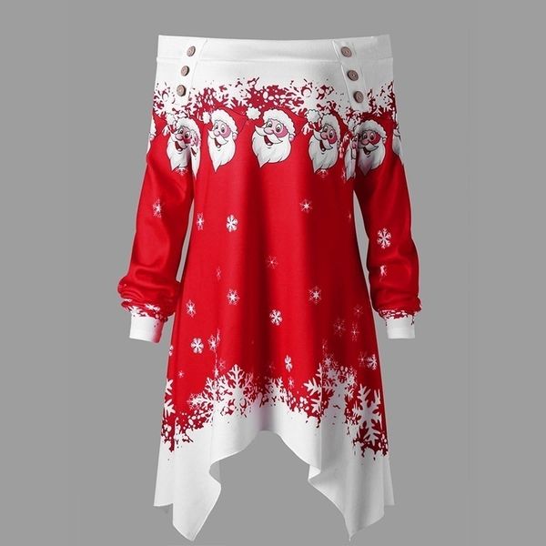 

autumn winter christmas dress women off shoulder strapless dress xmas santa print long sleeve irregular party dresses sj1044v, Black;gray
