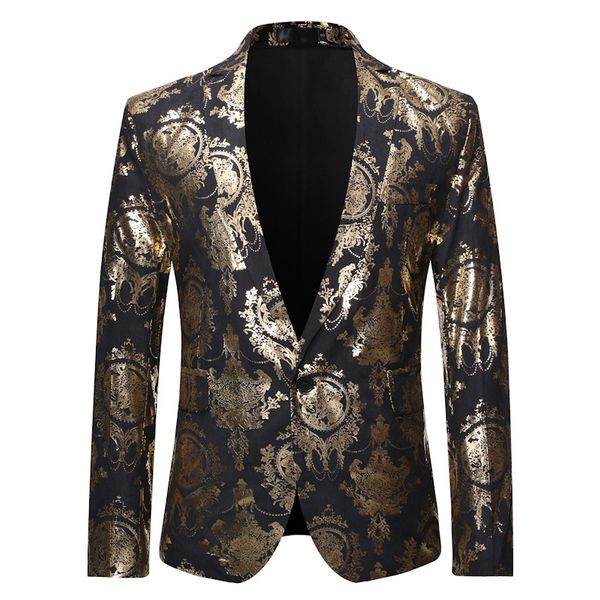 

men's suits & blazers luxury gold floral print &blazer men one button slim fit stylish blazer jacket mens party dinner tuxedo dt1836, White;black