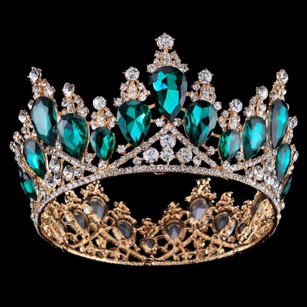 

baroque queen king bride tiara crown for women big crowns prom diadem women hair ornaments wedding hair jewelry accessories, Golden;white