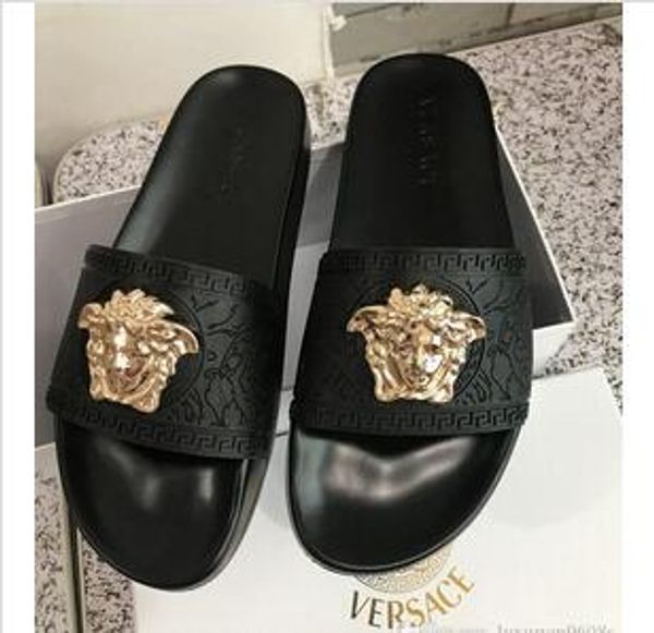 

selling fashion luxury with box ladies sandals summer fashion beach shoes outdoor non slip rubber comfort slippers 35-45, Black