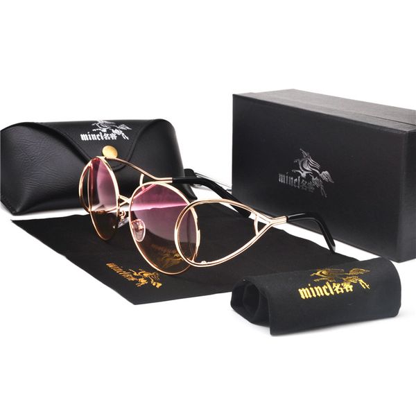 

mincl luxury round sunglasses men women designer brand fashion male sun glasses vintage metal eyewear male punk eyeglasses nx, White;black