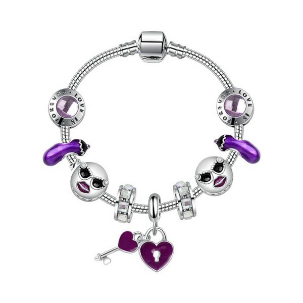 

17-21cm шарм сердце ключ кулон 925 серебряные браслеты очки лицо бусы diy свадебные украшения рождественский подарок шарм аксессуары с короб, Golden;silver