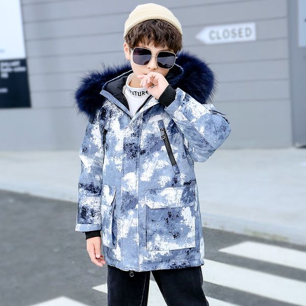 

куртка для мальчика 12 детская одежда 13 мальчики 14 зимняя одежда 10 пальто 8 толстая утка и утолщение пиджаки 9 дети -30 градусов, Blue;gray